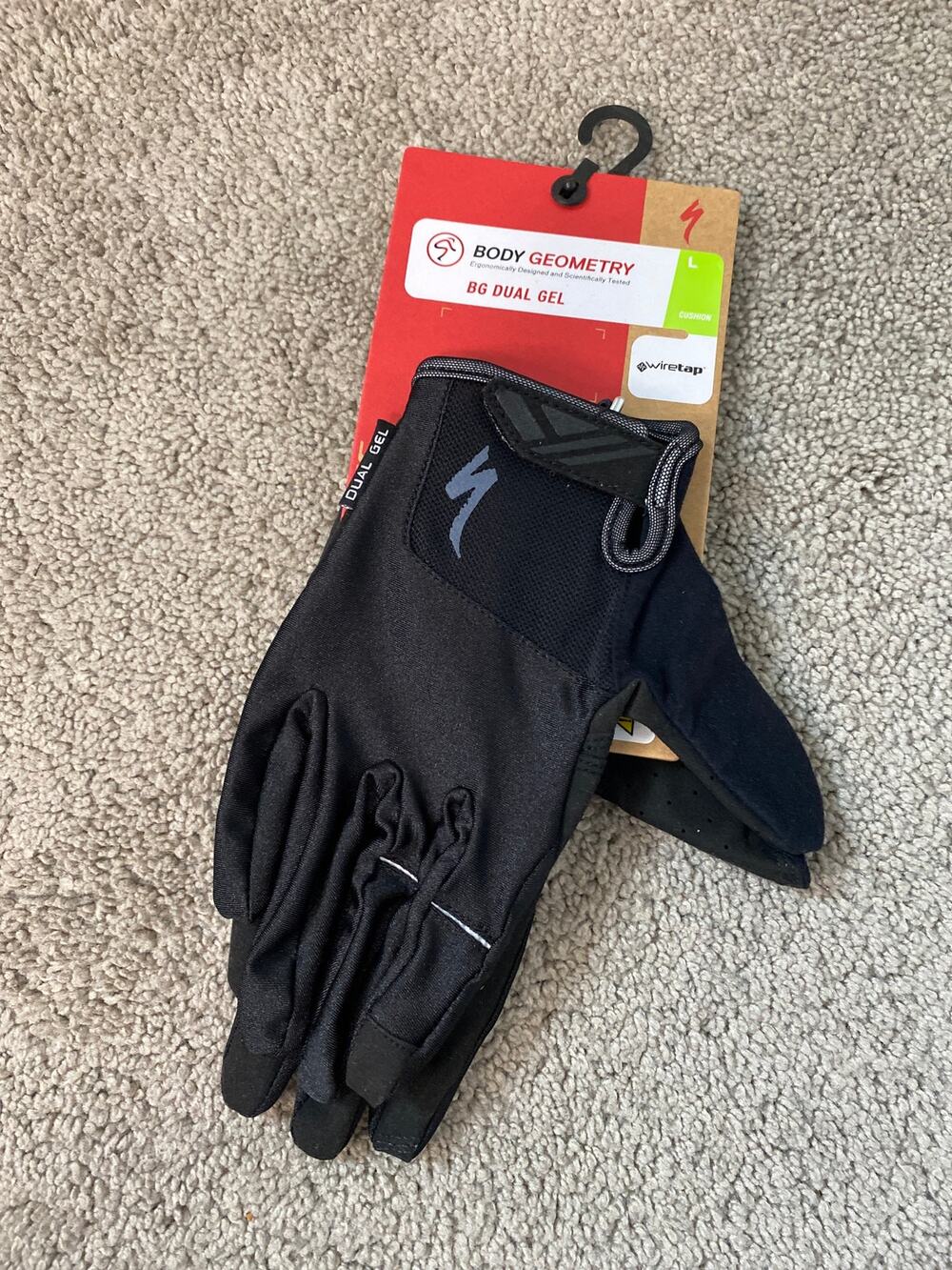 New Body Geometry BG Dual Gel Cycling Gloves Men's Size Large Black Bike Gloves